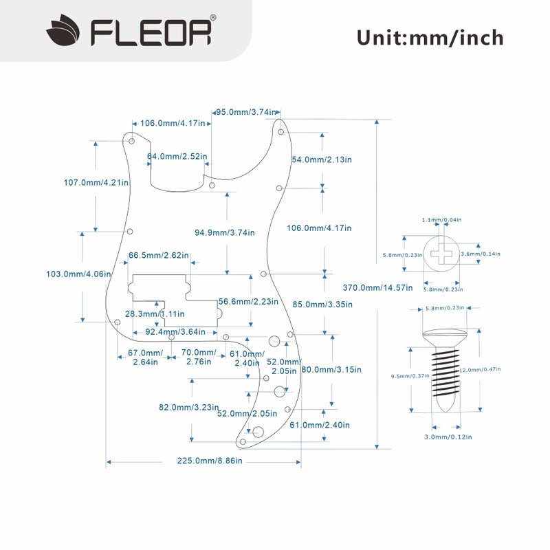 FLEOR P Bass Pickguard Guitar Scratch Plate Pick Guard for 4 String American/Mexican Standard P Bass Style, 4Ply White Pearl - Image 2
